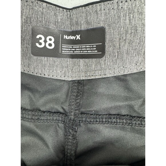 Hurley Size 38 Mens Board Shorts Swim 21" Length Black Tie Waist Back Pocket - Picture 2 of 6